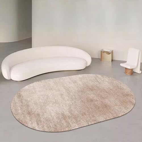 Ovales Design, brauner Wohnzimmerteppich, nordisch, waschbar, für Esszimmer, Büro, Nachttisch, Spielzimmer, Sofa, Küche, Bodendekoration, großer, 120x180cm, Ellipse(120x160cm) von Jinnrug