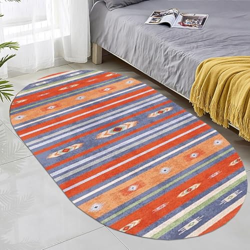 Weiche Nachttisch-Teppiche im modernen Design, waschbare Bodendekoration für die Küche, ovaler Rutschfester Teppich für Zuhause, Esszimmer, Büro, Sofa-Fußmatten, 140x160cm(70x160cm) von Jinnrug