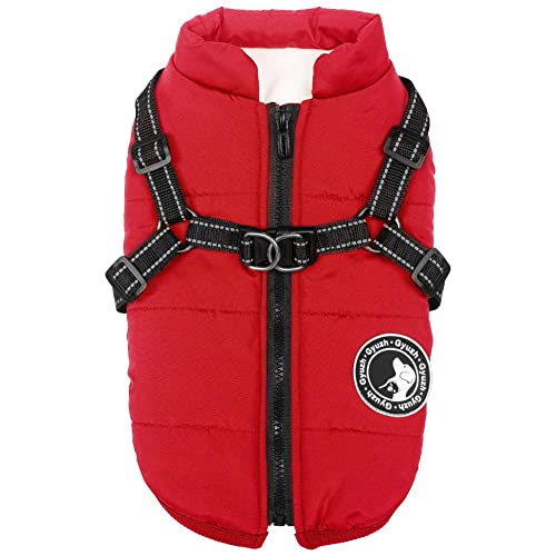 Jinpet Hundemantel mit Geschirr Winter Fleece Hundejacke Wasserdicht Reißverschluss Welpenmantel Kleine Hundekleidung Reflektierendem für Mittlere Große Hunde S-4XL von Jinpet