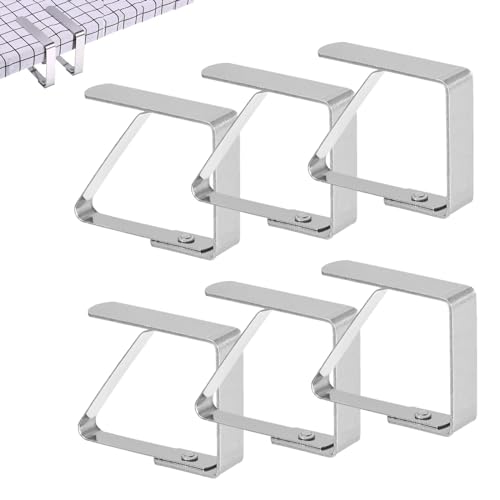 Jinpojun Tischtuchklammern [6 Stück], Tischdeckenklammer Edelstahl, Tischdeckenklammern Outdoor, Tischtuch Clips zur 0-5.5cm stärke gartentisch von Jinpojun