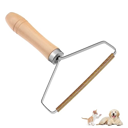 Jinpojun Tragbarer Fusselentferner, Portable Fusselrasierer, Lint Remover mit Holzgriff, Fuzz Shaver Kaschmirkamm für Kleidung Teppich Tierhaar Fuzz von Jinpojun