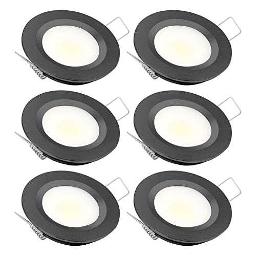 12V Led Flache Einbauleuchte, 3W Möbeleinbauleuchte, Badleuchte Einbauspot Mini Möbel Einbaustrahler Bad Einbauspots, Dimmbare Downlights für Wohnmobil Boot Camper Van Caravan Yacht Badezimmer von JinsenTGG