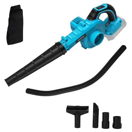 Akku-Laubbläser, 2-in-1-Laubbläser kompatibel mit Makita 21 V, Luftstaubsauger mit Digitalanzeige, 5-Gang-Steuerung, Gebläse zum Fegen und Staubsaugen von Blättern (ohne Akku) von JinsenTGG