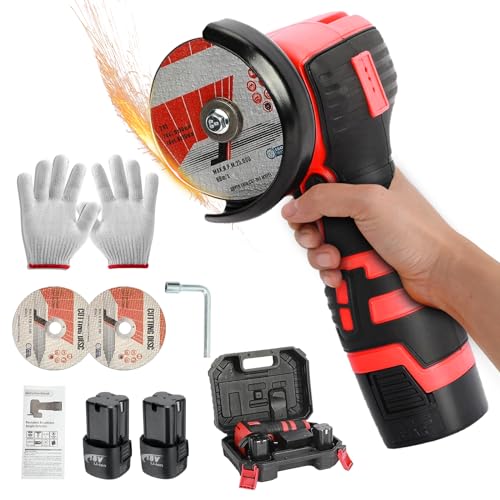 Mini Winkelschleifer, 16.8V Professional Winkelschleifer Set mit 2 Batterien 2000mAh, Trennschleifer, Akku Flex, Geeignet zum Schneiden und Polieren von Holz, Stein, Stahl von JinsenTGG