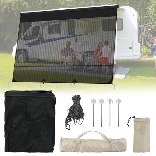 Wohnmobil View Blocker Sonnenschutz 3.4X2.1m, Universeller RV Markisen Sichtschutz Vorderwand Bildschirm, Sonnenschutz Seitenwand Wohnwagen Camping Sichtschutz Markise von JinsenTGG