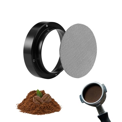 1 Stück Siebträger Zubehör 51mm Und 51mm Puck Screen, Aluminium Metall Espresso Trichter, Wiederverwendbar Bodenloser Siebträger, Dosierring Genauen Befüllen des Kaffeepulvers für Siebträger von Jinsion