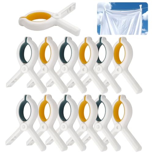 12 Stück Handtuchklammern für Strandliegen,Wäscheklammern Groß Badetuch Klammern,Winddicht Strandtuch Clips,Kunststoff Strandtuch Klammern,Handtuch Klammern für Badetuch,Dicke Kleidung,Bettwäsche von Jinsion