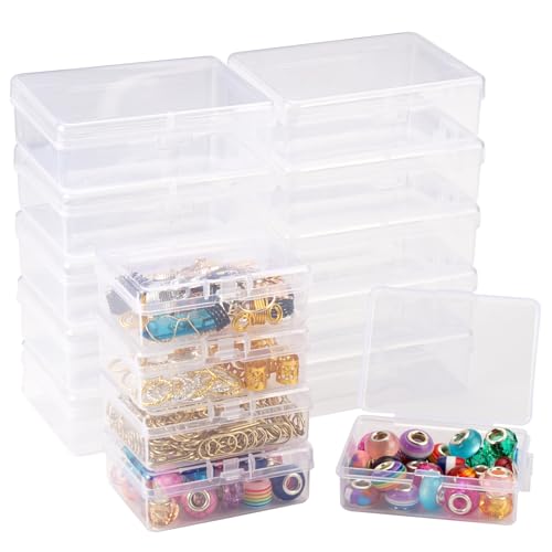 15 Stück Plastikbox mit Deckel Klein Kunststoffbox 9x6.5x3cm/6.7x4.9x2.3cm Rechteckige Plastikboxen, Transparente Kunststoffboxen, Mini Aufbewahrungsbox für Süßigkeiten Perlen Schmuck Bastelartikel von Jinsion