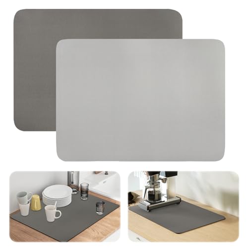 2 Stück Kaffeemaschine Abtropfmatte,40 x 30cm Unterlage Kaffeemaschine Matte,Super Saugfähige Tropfmatte,Schnelltrocknend Küche Abtropfmatte,Rutschfest Abtropfmatte für Küche,Bad,Spüle,Kaffeemaschine von Jinsion