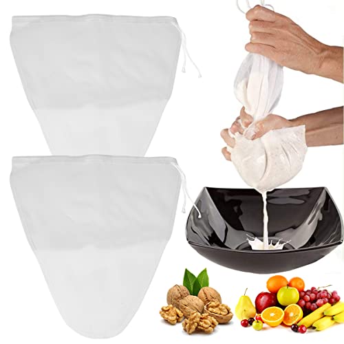 2 Stück Nussmilchbeutel V Form Filtertuch Passiertuch 30 x 30 cm Nussmilchbeutel Bio Waschbar Nussbeutel Hafermilch Nut Milk Bag Nussmilchbeutel Waschbar für Obstsaft, Kaffee, Gemüsesaft, Sojamilch von Jinsion