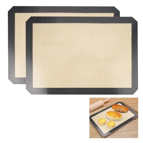 2 Stück Silikon Backmatte 42x29.5cm Hitzebeständige Backunterlagen, Antihaft Silikonmatte Backen, Wiederverwendbare Silicone Baking Mat, Backmatte aus Silikon, Silikonbackmatte für Macarons Kekse 2 Stück Silikon Backmatte 42x29.5cm Hitzebeständige Backunterlagen, Antihaft Silikonmatte Backen, Wiederverwendbare Silicone Baking Mat, Backmatte aus Silikon, Silikonbackmatte für Macarons Kekse von Jinsion