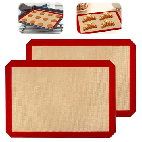 2 Stück Silikon Backmatte für Backblech, 30x40 cm Silikonmatte Backofen BPA Frei, Backunterlagen, Antihaftbeschichtung Silikonbackmatte, Wiederverwendbare Backmatte für Brot, Macarons, Kekse, Pizza 2 Stück Silikon Backmatte für Backblech, 30x40 cm Silikonmatte Backofen BPA Frei, Backunterlagen, Antihaftbeschichtung Silikonbackmatte, Wiederverwendbare Backmatte für Brot, Macarons, Kekse, Pizza von Jinsion