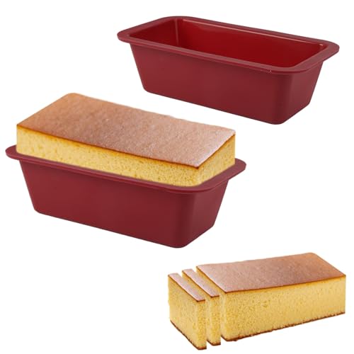 Jinsion 2 Stück Silikon-Kastenformen, 15,5 x 8,5 x 4,5 cm, Rot, Silikon-Backformen, Brotformen zum Backen, Kastenform für Kuchen, Brownies, Brote von Jinsion