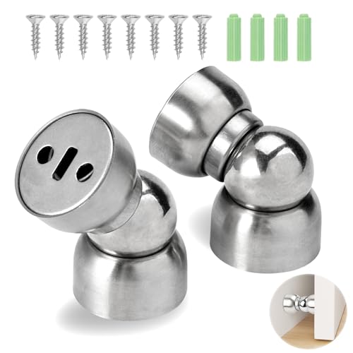 2 Stück Magnetischer Türstopper, Edelstahl Magnet Türstopper, Mini Magnetisch Türstopper für Boden Oder Wand Türhalter, Silber Türstopper Türfeststeller, Türstopper Magnet für Schlafzimmer Bad Büro von Jinsion