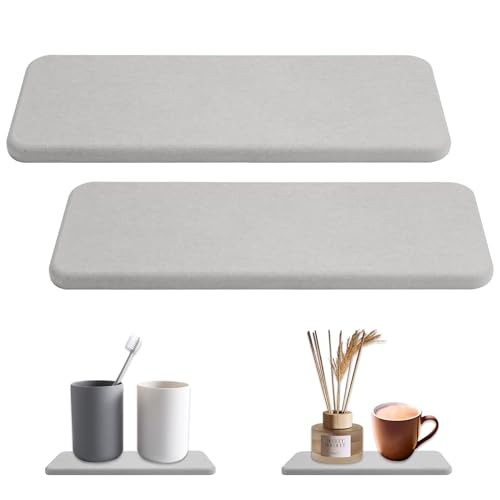 2 Stück Wasserabsorbierenden Kieselgur Untersetzer,22 x 8 CM Schnell trocknende Wasserabsorbierende Untersetzer Stein,Diatomit-Untersetze Wasserabsorbierendes Steintablett für Spüle,Handseife,Seife von Jinsion
