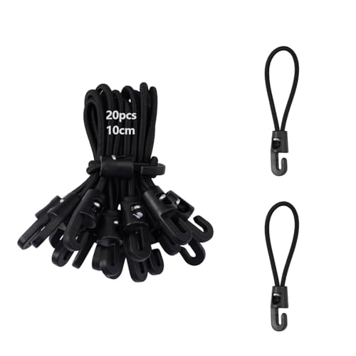 20 Stück Schwarz multifunktional Gummispanner, Planenspanner mit Haken kurz, Spanngummi mit Haken, Spanngummis mit 10 cm, Gummispanner planenspanner für Planenbefestigung Zelt Camping, Poolabdeckung von Jinsion