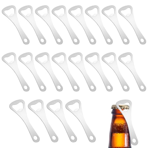 24 Stück Flaschenöffner Edelstahl, 9.2 x 3.5cm Bierflaschenöffner, Bier Flaschenöffner mit Tragbare Lochdesign, Kronkorkenöffner Klein für Startseite, Pub, Outdoor, Männer (Silber) von Jinsion