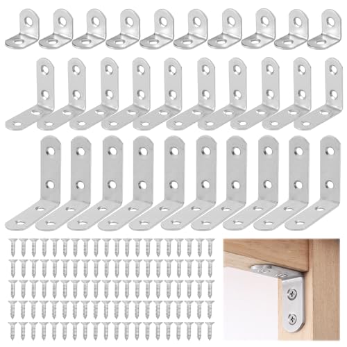 30 Stück L Winkelverbinder Metall, 20mm/40mm/50mm Metallwinkel Eckwinkel, mit 100 Schrauben, 90 Grad Winkelverbinder, Eckwinkel Metall für Möbel Tabelle Stuhl Bücherregal Schränke Anbau Winkel Bracket von Jinsion