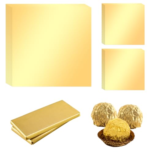 300 Stück Schokolade Verpackung, Alufolie Gold, Folie Papier Wrapper, Schokoladenpapier zum Einpacken übergrösse, Pralinen Verpackung Gold für DIY-Verpackungen (100 Stück 20 X 20cm, 200 Stück 8 X 8cm) von Jinsion