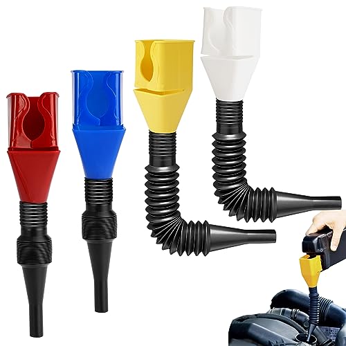 4 Stück Flexibler Schnelltrichter, Flexible Draining Tool Snap Funnel, Universal Plastic Funnel, Einfülltrichter Benzin, Retractable Auto Fuel Funnel für Abtropfwerkzeuge, Autoöl, Haushaltszwecke von Jinsion