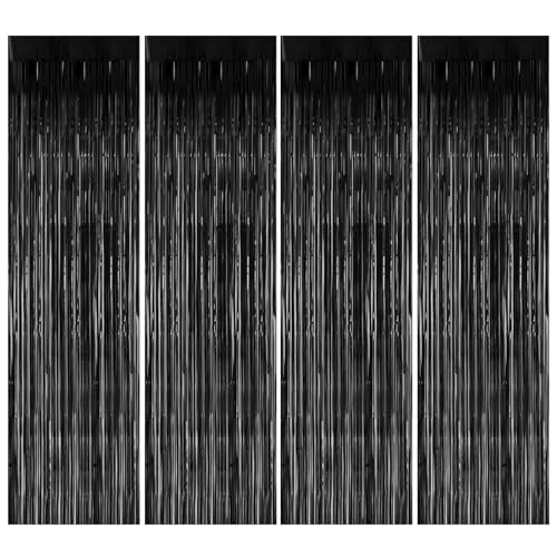 4 Stück Lametta Vorhang Schwarz,1m x 2m Glitzervorhang,Glitzer Vorhang Geburtstag Deko,Party Vorhänge Schwarz,Metallische Glitzervorhang Fringe,Tinsel Curtain für Karneval,Geburtstag,Partydekoration 4 Stück Lametta Vorhang Schwarz,1m x 2m Glitzervorhang,Glitzer Vorhang Geburtstag Deko,Party Vorhänge Schwarz,Metallische Glitzervorhang Fringe,Tinsel Curtain für Karneval,Geburtstag,Partydekoration von Jinsion