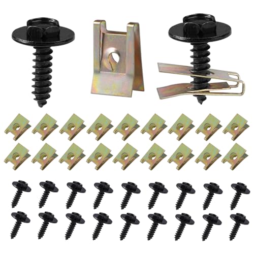 40 Stück Blechmutter Schraube Mutter Clip Kit, Verkleidungsschrauben-Muttern, Schraube Mutter Clip Kit, Feder Blechnmutter und U Typ Karosserieschrauben für Unterboden-Fender, Radlauf-Abdeckung 40 Stück Blechmutter Schraube Mutter Clip Kit, Verkleidungsschrauben-Muttern, Schraube Mutter Clip Kit, Feder Blechnmutter und U Typ Karosserieschrauben für Unterboden-Fender, Radlauf-Abdeckung von Jinsion