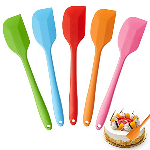 5 Stück Teigschaber Set, Silikonspatel Silikon Spachtel Mit Metallkern 260℃ Hitzebeständige Antihaft-Pfanne Silicone Spatula Bpa-Frei Silikon Teigschaber Klein für Kochen und Backen Küchenutensilien von Jinsion