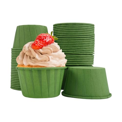 50 Stück Muffinförmchen Fettdicht, 7x5x4 cm Cupcake Formen, Muffinform Papier Antihaft, Einweg Backbecher, Grün für Geburtstag, Hochzeit, Party von Jinsion