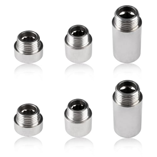 6 Stück Hahnverlängerung 1/2-Zoll, Edelstahl Duschkopf Verlängerung, Duschkopf Verlängerung Gewindefitting, Nicht leicht zu Rosten, Hahnverlängerung für Wasserhähne, Eckventile & Duschköpfe von Jinsion