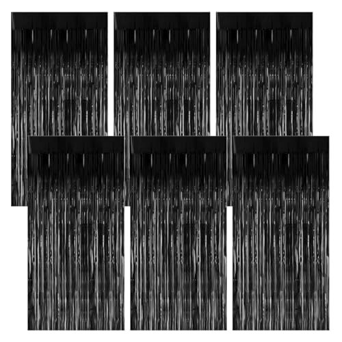 6 Stück Lametta Vorhang Schwarz, 1m X 20m Glitzervorhang, Glitzer Vorhang Deko, Plastik Party Vorhang, Lametta Schwarz für Hintergrunddekoration, Partydekoration, Geburtstagsdekoration, Weihnachten 6 Stück Lametta Vorhang Schwarz, 1m X 20m Glitzervorhang, Glitzer Vorhang Deko, Plastik Party Vorhang, Lametta Schwarz für Hintergrunddekoration, Partydekoration, Geburtstagsdekoration, Weihnachten von Jinsion