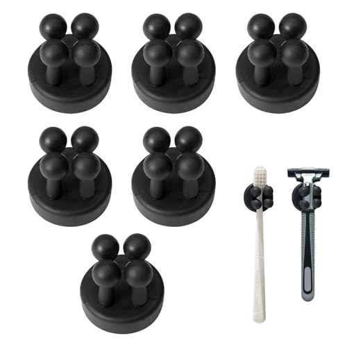 6 Stück Silikon Zahnbürstenhalter,Silicone Toothbrush Razor Holders,Silikon Zahnbürsten Halter Selbstklebend,Zahnbürstenhalter Saugnapf,Wasserdicht Selbstklebend Zahnbürstenhaken Stopfenhalter von Jinsion