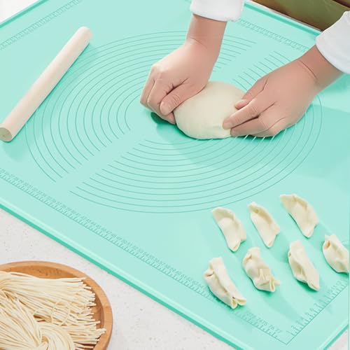 Spianatoia Silicone Grande,65×45 cm cm Spianatoia per Impastare Antiaderente,Tavola per Impastare Antiscivolo, Teigmatte Silikon mit Messung,Silikonmatte Backen BPA Frei für Pizza, Kekse, Teig von Jinsion