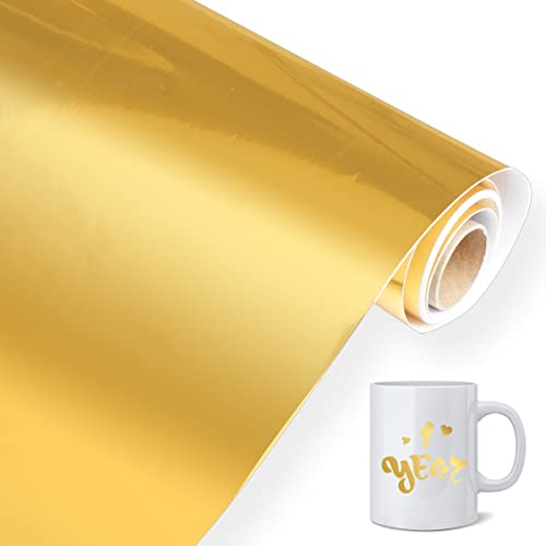 Chrome Gold Selbstklebende Folie, Plotterfolie Gold Vinylfolie Plotter für Cameo 4, Plotterfolie Selbstklebende Transferfolie Plotter für DIY-Geschenke, Tasse, Fenster Anderen Bastelschneidern von Jinsion