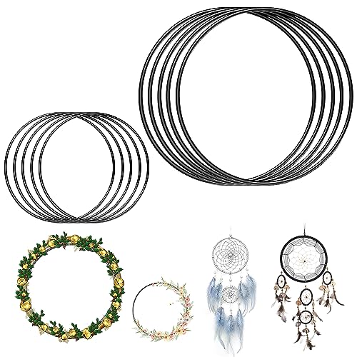 10 Stück Traumfänger Ringe 10cm+20cm Metallringe zum Basteln, Deko Metallring Schwarz Drahtringe zum Basteln Makramee Ring für Floral Hoop Kranz Hochzeit Dekor, Traumfänger und DIY Basteln von Jinsion