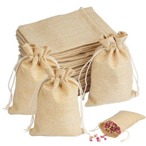 Jinsion 30 Stück Jutesäckchen Mini, Jutebeutel mit Kordelzug, 10x15cm Jute Beutel, Klein Geschenksäckchen, Leinen Säckchen Wiederverwendbare, Leinenbeutel Klein für Schmuck Hochzeit Party Weihnachte von Jinsion