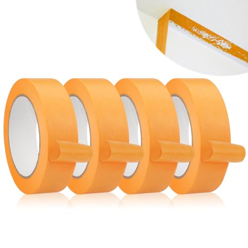 4 Rollen Abdeckband Maler 30mm x 50m Goldband Klebeband, Klebeband Maler, Painters Tape, Abklebeband Lackieren Auto, Abklebeband Maler Goldband, Maler Kreppband für Dekoration Maler Autolack Verputzen von Jinsion