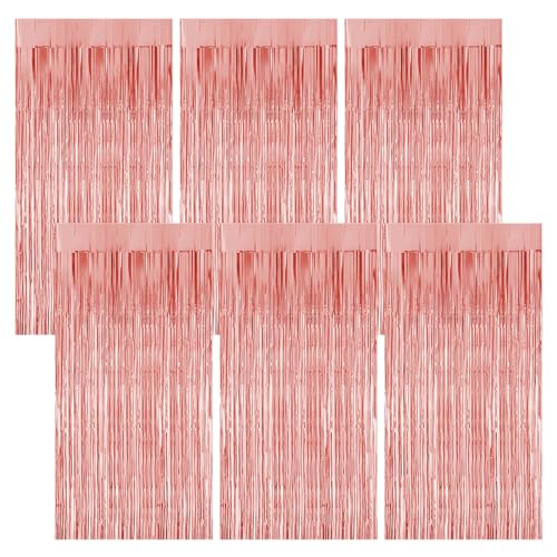 Jinsion 6 Stück Lametta Vorhang, 1m X 20m Glitzervorhang, Glitzer Vorhang Deko (Rose Gold) von Jinsion