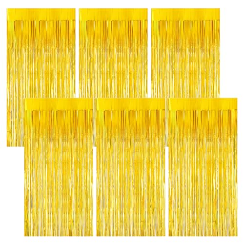 Jinsion 6pcs Glitzervorhang DIY Glitzer 1M X 20M Glitzervorhang, Lametta Gold, Folie Fransen Vorhang, Lametta Vorhänge für Hintergrunddekoration, Partydekoration, Geburtstagsdekoration, Weihnachten von Jinsion