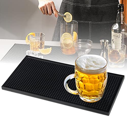 Jinsion Barmatte Abtropfmatte 30 x 15 cm Schwarz Kaffeemaschine Unterlage Bar Matten Abtropfmatte Silikonmatte Kaffeemaschine Barmatte Gummi Trocknungs Pad Trocken-Matte für Geschirr Küche Club Café von Jinsion