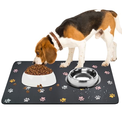 Napfunterlage Hunde und Katze, 50 x 30 cm Futternapf Unterlage für Haustierfutter, Wasserdichte Fressnapf Unterlage, Saugfähige Schnelltrocknend Futtermatten für Haustier, Anti-Rutsch Futtermatte Hund Napfunterlage Hunde und Katze, 50 x 30 cm Futternapf Unterlage für Haustierfutter, Wasserdichte Fressnapf Unterlage, Saugfähige Schnelltrocknend Futtermatten für Haustier, Anti-Rutsch Futtermatte Hund von Jinsion