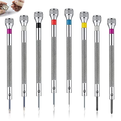 8 Stück Uhrmacher Schraubendreher, Präzisions Schraubendreher Set, Mini Schraubenzieher, Schmuck Brille Reparatur Screwdriver 0,6-1,6 mm, Uhrmacherschraubendreher für Uhren Brillen Reparatur von Jinsion