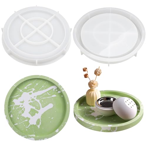 Silikonform Tablett Rund, 20.5cm Silicone Molds Tray, Silikonformen Mit Rillen, DIY Untersetzer Gießformen für Herstellung von Obst Tee Schmuck Teller Handwerk Silikonform Tablett Rund, 20.5cm Silicone Molds Tray, Silikonformen Mit Rillen, DIY Untersetzer Gießformen für Herstellung von Obst Tee Schmuck Teller Handwerk von Jinsion
