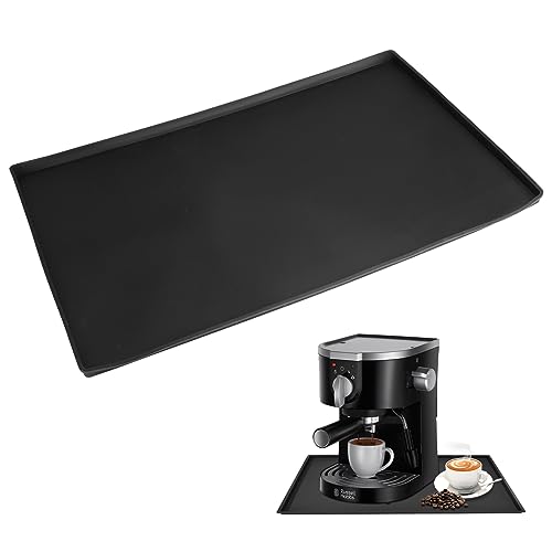 Silikonmatte Kaffeemaschine 46x28cm Kaffeemaschine Unterlage Anti-Rutsch, Wasserdicht Unterlage Kaffeemaschine, Schwarz Matte Kaffeemaschine für Fritteuse Backofen Standmixer Toaster Entsafter von Jinsion