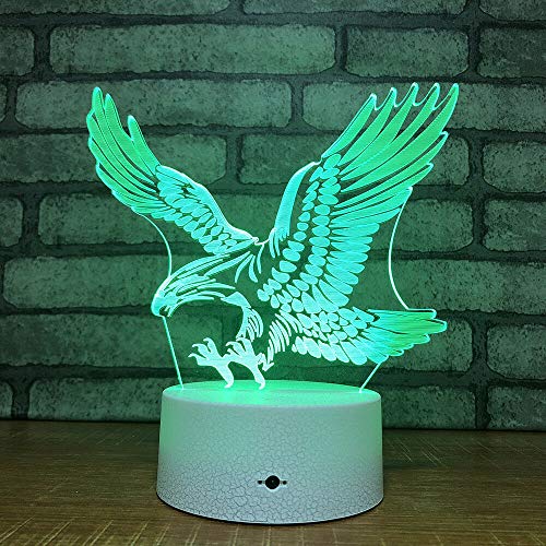 Jinson well 3D Adler Eule Lampe led Illusion Nachtlicht, 7 Farbwechsel Touch Switch Tisch Schreibtisch Dekoration Lampen perfekte mit Acryl ABS Base USB Kabel Spielzeug von Jinson well