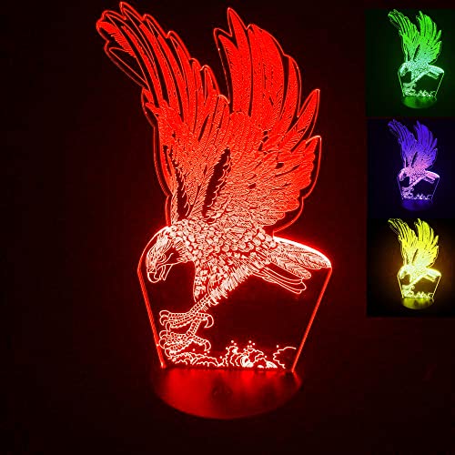 Jinson well 3D Adler Eule uhu Lampe led Illusion Nachtlicht nacht licht 7 Farbwechsel Touch Switch Tisch Schreibtisch Dekoration Lampen Acryl ABS Base USB Kabel Spielzeug von Jinson well