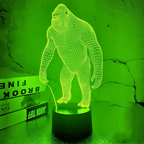 Jinson well 3D Affe Gorilla Lampe optische Illusion led Nachtlicht licht, 7 Farbwechsel Touch Switch Tisch Schreibtisch Dekoration Lampen mit Acryl Flat ABS Base USB Spielzeug von Jinson well