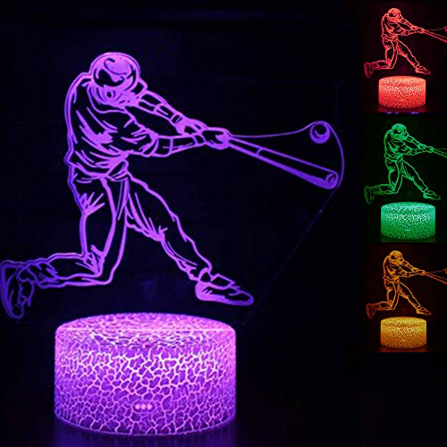 Jinson well 3D Baseball Lampe led Illusion Nachtlicht licht, 7 Farbwechsel Touch Switch Tisch Schreibtisch Dekoration Lampen Acryl ABS Base USB Kabel Spielzeug von Jinson well