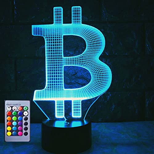 Jinson well 3D Bitcoin Lampe optische Illusion Nachtlicht licht 16 Farbwechsel Touch Switch Tisch Schreibtisch Dekoration Lampen Acryl Base USB Spielzeug von Jinson well