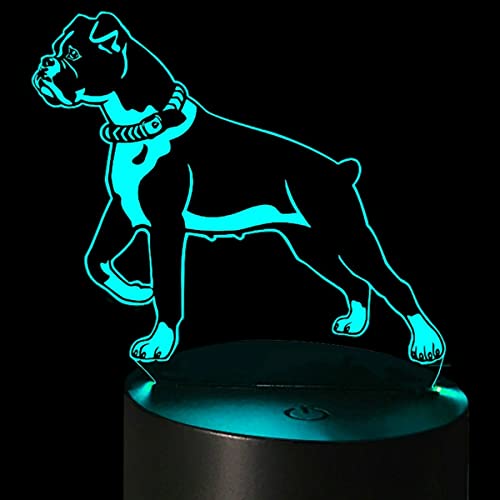 Jinson well 3D Bulldogg Hund Lampe optische Illusion Nachtlicht, 7 Farbwechsel Touch Switch Tisch Schreibtisch Dekoration Lampen mit Acryl Flat ABS USB Kabel Spielzeug von Jinson well