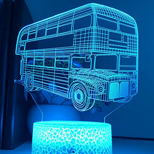 Jinson well 3D Bus auto led licht Lampe optische Illusion Nachtlicht, 7 Farbwechsel Touch Switch Tisch Schreibtisch Dekoration Lampen mit Acryl Flat Base USB Spielzeug von Jinson well